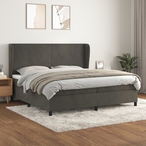 vidaXL, vidaXL Boxspringbett mit Matratze Dunkelgrau 200x200 cm Samt