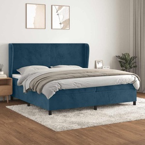 vidaXL, vidaXL Boxspringbett mit Matratze Dunkelblau 200x200 cm Samt