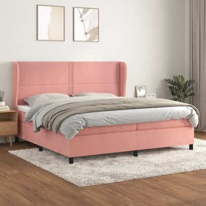 vidaXL, vidaXL Boxspringbett mit Matratze Rosa 200x200 cm Samt