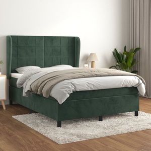 vidaXL, vidaXL Boxspringbett mit Matratze Dunkelgrün 140x200 cm Samt, 