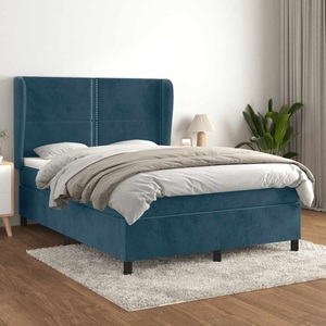 vidaXL, vidaXL Boxspringbett mit Matratze Dunkelblau 140x200 cm Samt