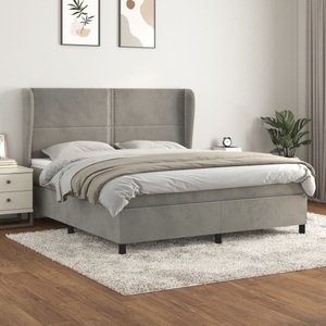 vidaXL, vidaXL Boxspringbett mit Matratze Hellgrau 160x200 cm Samt