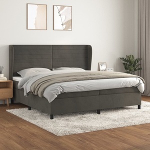 vidaXL, vidaXL Boxspringbett mit Matratze Dunkelgrau 200x200 cm Samt, vidaXL Boxspringbett mit Matratze Dunkelgrau 200x200 cm Samt