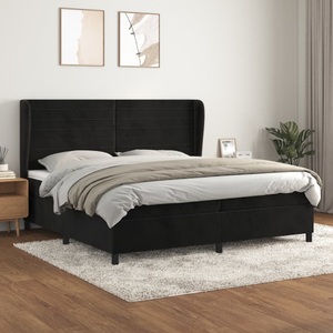vidaXL, vidaXL Boxspringbett mit Matratze Schwarz 200x200 cm Samt