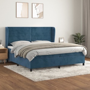 vidaXL, vidaXL Boxspringbett mit Matratze Dunkelblau 200x200 cm Samt, vidaXL Boxspringbett mit Matratze Dunkelblau 200x200 cm Samt