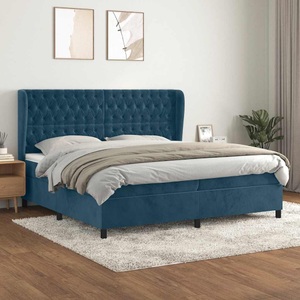 vidaXL, vidaXL Boxspringbett mit Matratze Dunkelblau 200x200 cm Samt
