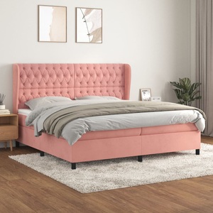 vidaXL, vidaXL Boxspringbett mit Matratze Rosa 200x200 cm Samt