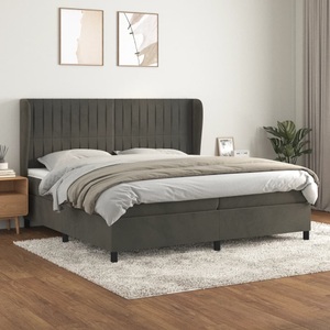 vidaXL, vidaXL Boxspringbett mit Matratze Dunkelgrau 200x200 cm Samt