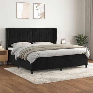 vidaXL, vidaXL Boxspringbett mit Matratze Schwarz 200x200 cm Samt, vidaXL Boxspringbett mit Matratze Schwarz 200x200 cm Samt