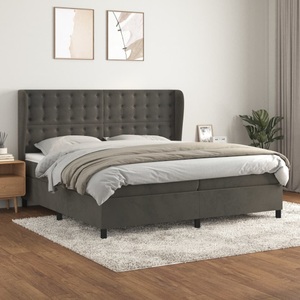 vidaXL, vidaXL Boxspringbett mit Matratze Dunkelgrau 200x200 cm Samt