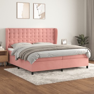 vidaXL, vidaXL Boxspringbett mit Matratze Rosa 200x200 cm Samt