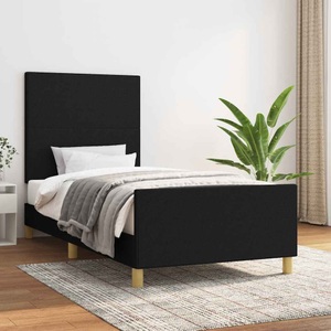 vidaXL, vidaXL Bettgestell mit Kopfteil Schwarz 90x200 cm Stoff