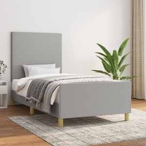 vidaXL, vidaXL Bettgestell mit Kopfteil Hellgrau 100x200 cm Stoff
