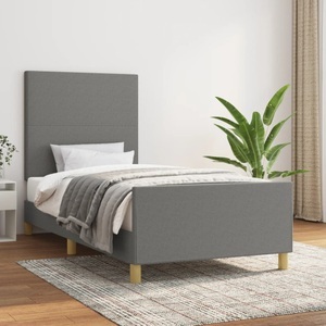 vidaXL, vidaXL Bettgestell mit Kopfteil Dunkelgrau 100x200 cm Stoff
