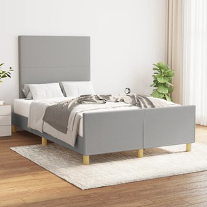 vidaXL, vidaXL Bettgestell mit Kopfteil Hellgrau 120x200 cm Stoff