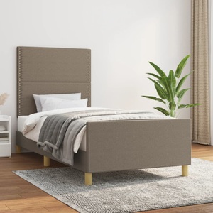 vidaXL, vidaXL Bettgestell mit Kopfteil Taupe 90x190 cm Stoff