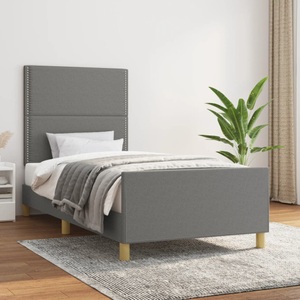 vidaXL, vidaXL Bettgestell mit Kopfteil Dunkelgrau 90x200 cm Stoff