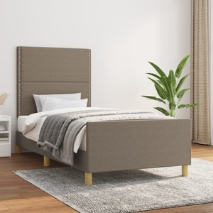 vidaXL Bettgestell mit Kopfteil Taupe 90x200 cm Stoff