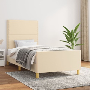 vidaXL, vidaXL Bettgestell mit Kopfteil Creme 90x200 cm Stoff