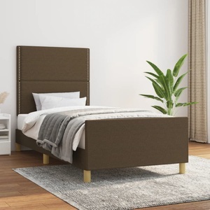 vidaXL, vidaXL Bettgestell mit Kopfteil Dunkelbraun 100x200 cm Stoff