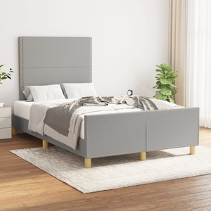 vidaXL, vidaXL Bettgestell mit Kopfteil Hellgrau 120x200 cm Stoff
