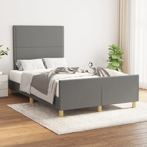 vidaXL, vidaXL Bettgestell mit Kopfteil Dunkelgrau 120x200 cm Stoff