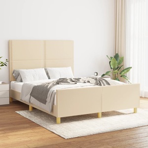 vidaXL, vidaXL Bettgestell mit Kopfteil Creme 140x190 cm Stoff