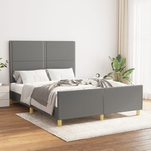 vidaXL, vidaXL Bettgestell mit Kopfteil Dunkelgrau 140x200 cm Stoff