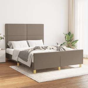 vidaXL, vidaXL Bettgestell mit Kopfteil Taupe 140x200 cm Stoff, vidaXL Bettgestell ohne Matratze Taupe 140x200 cm Stoff