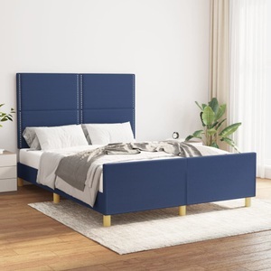 vidaXL, vidaXL Bettgestell mit Kopfteil Blau 140x200 cm Stoff