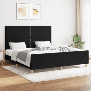 vidaXL, vidaXL Bettgestell mit Kopfteil Schwarz 160x200 cm Stoff, vidaXL Bettgestell ohne Matratze Schwarz 160x200 cm Stoff