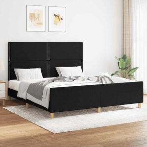 vidaXL, vidaXL Bettgestell mit Kopfteil Schwarz 160x200 cm Stoff