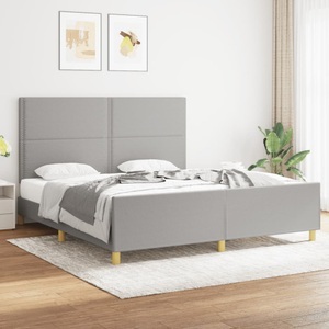 vidaXL, vidaXL Bettgestell mit Kopfteil Hellgrau 180x200 cm Stoff