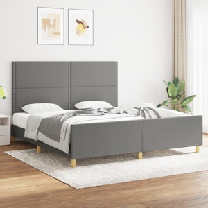 vidaXL, vidaXL Bettgestell mit Kopfteil Dunkelgrau 180x200 cm Stoff