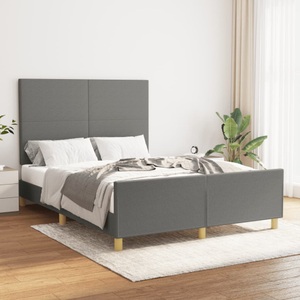 vidaXL, vidaXL Bettgestell mit Kopfteil Dunkelgrau 140x200 cm Stoff
