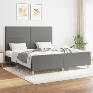 vidaXL, vidaXL Bettgestell mit Kopfteil Dunkelgrau 160x200 cm Stoff, vidaXL Bettgestell ohne Matratze Dunkelgrau 160x200 cm Stoff