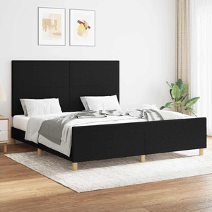 vidaXL, vidaXL Bettgestell mit Kopfteil Schwarz 160x200 cm Stoff