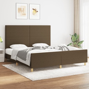 vidaXL, vidaXL Bettgestell mit Kopfteil Dunkelbraun 180x200 cm Stoff, vidaXL Bettgestell ohne Matratze Dunkelbraun 180x200 cm Stoff