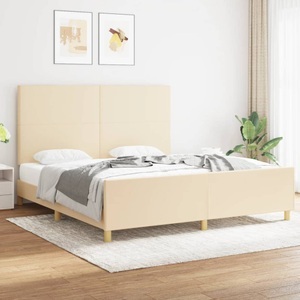 vidaXL, vidaXL Bettgestell mit Kopfteil Creme 180x200 cm Stoff, vidaXL Bettgestell ohne Matratze Creme 180x200 cm Stoff