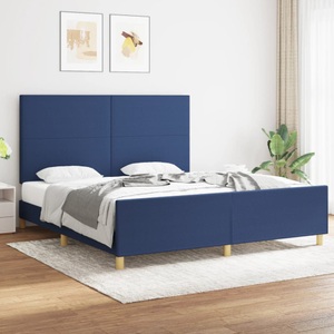 vidaXL, vidaXL Bettgestell mit Kopfteil Blau 180x200 cm Stoff