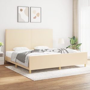 vidaXL, vidaXL Bettgestell mit Kopfteil Creme 200x200 cm Stoff