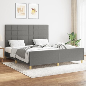 vidaXL, vidaXL Bettgestell mit Kopfteil Dunkelgrau 160x200 cm Stoff, vidaXL Bettgestell ohne Matratze Dunkelgrau 160x200 cm Stoff