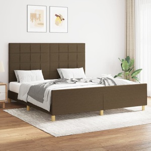 vidaXL, vidaXL Bettgestell mit Kopfteil Dunkelbraun 160x200 cm Stoff, 