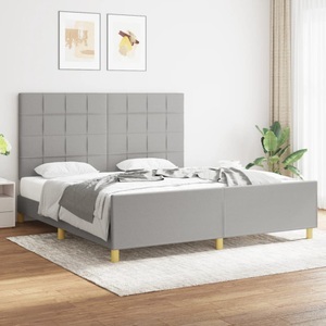 vidaXL, vidaXL Bettgestell mit Kopfteil Hellgrau 180x200 cm Stoff