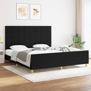 vidaXL, vidaXL Bettgestell mit Kopfteil Schwarz 180x200 cm Stoff, vidaXL Bettgestell ohne Matratze Schwarz 180x200 cm Stoff