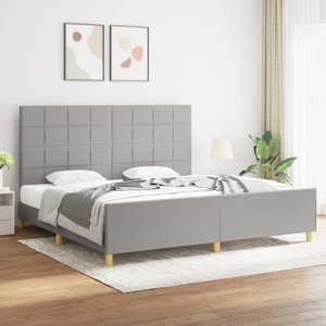 vidaXL, vidaXL Bettgestell mit Kopfteil Hellgrau 200x200 cm Stoff