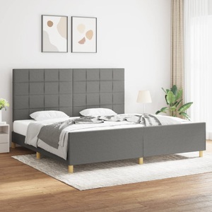 vidaXL, vidaXL Bettgestell mit Kopfteil Dunkelgrau 200x200 cm Stoff