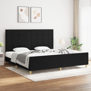 vidaXL, vidaXL Bettgestell mit Kopfteil Schwarz 200x200 cm Stoff