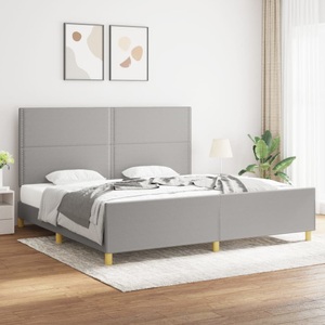 vidaXL Bettgestell mit Kopfteil Hellgrau 200x200 cm Stoff