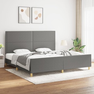 vidaXL Bettgestell mit Kopfteil Dunkelgrau 200x200 cm Stoff